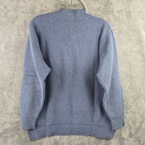 Vtg LL Bean Henley Sweater Mens M Blue Heavyweight Fisherman Cotton Knit - Picture 2 of 10